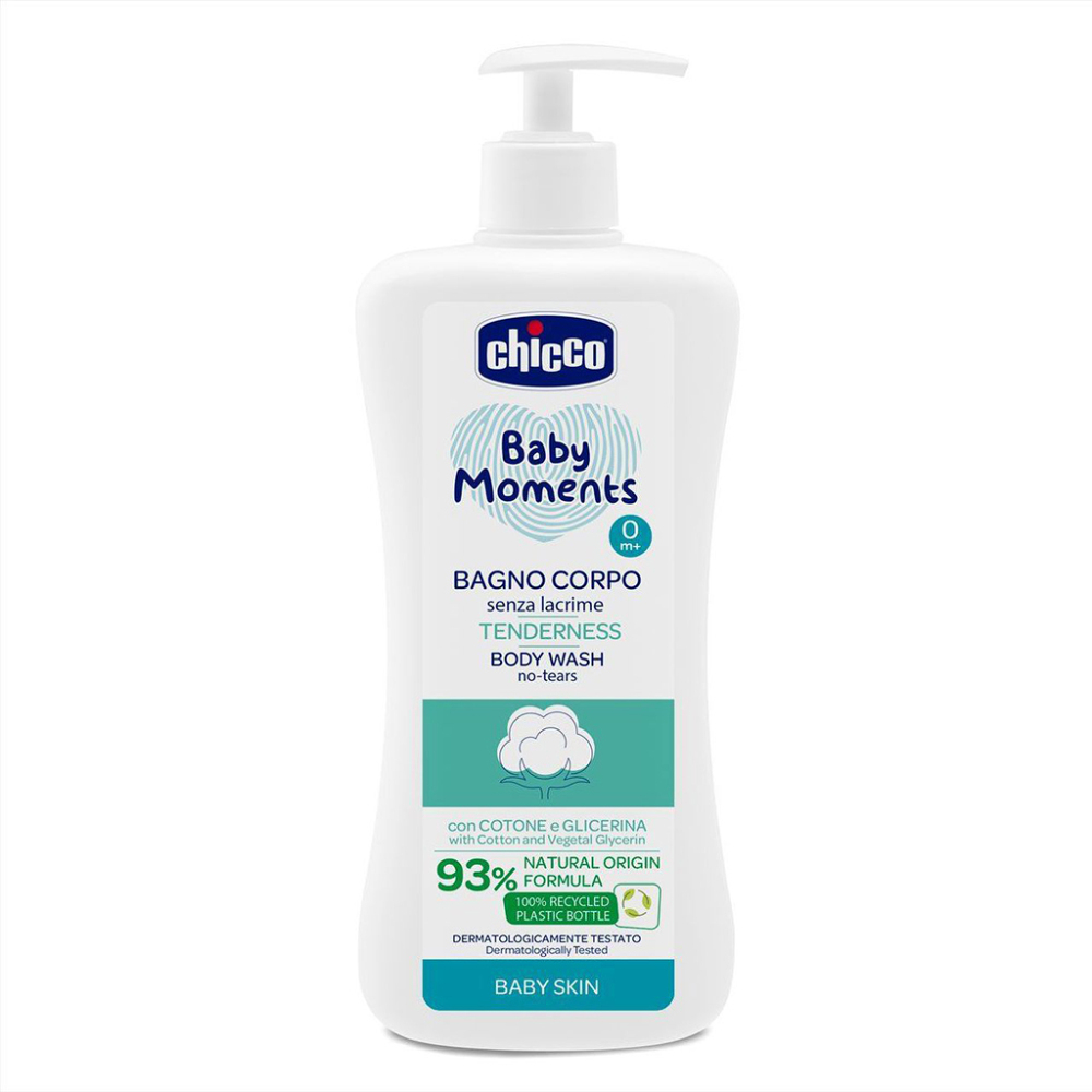 E-shop CHICCO Šampon na tělo s dávkovačem Baby Moments Tenderness 93% přírodních složek 500 ml
