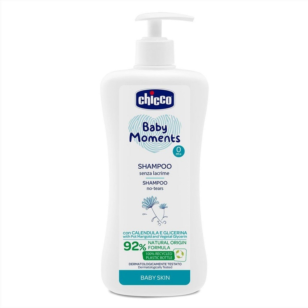 E-shop CHICCO Šampon na vlasy s dávkovačem Baby Moments 92 % přírodních složek 500 ml