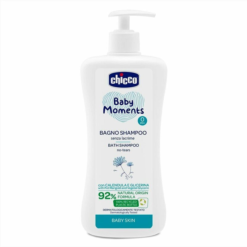 E-shop CHICCO Šampon na vlasy a tělo s dávkovačem Baby Moments 92 % přírodních složek 500 ml