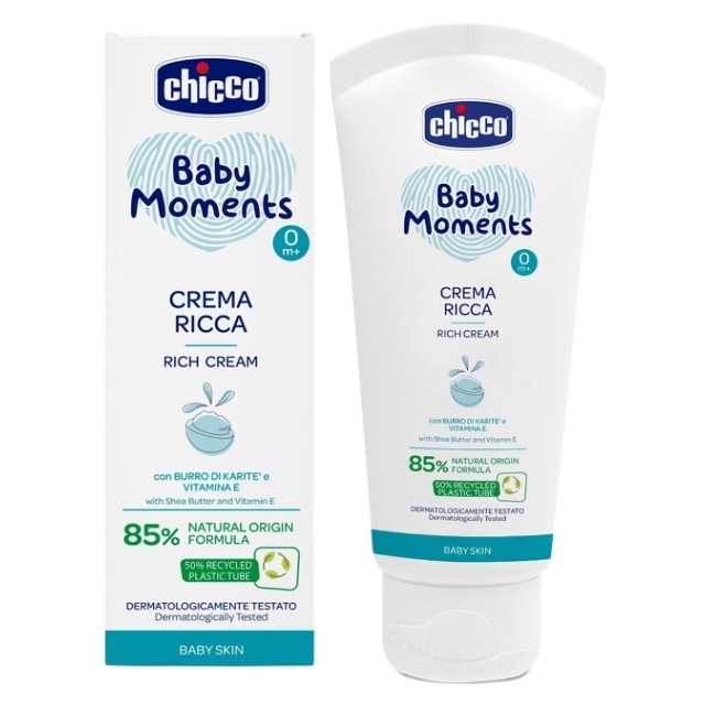 E-shop CHICCO Baby Moments vyživující krém 85% přírodních složek 0m+ 100 ml