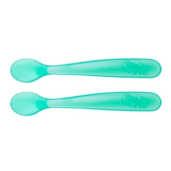 CHICCO Lžička silikonová modrá 6m+ 2 ks (Dětské jídelní sady a příbory)