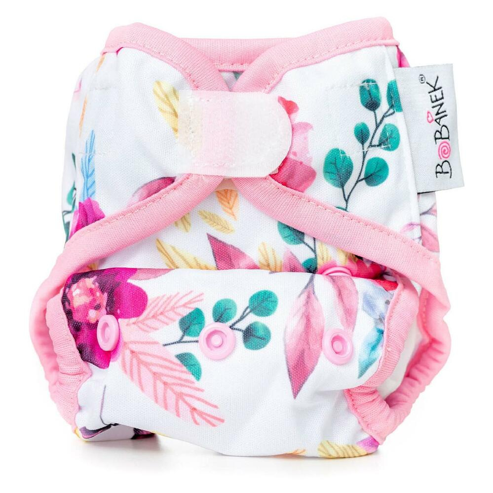E-shop BOBÁNEK Novorozenecké svrchní kalhotky suchý zip Růžové květiny 1 ks