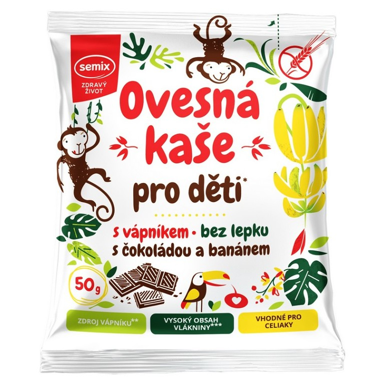Levně SEMIX Ovesná kaše pro děti s vápníkem s čokoládou a banánem 50 g