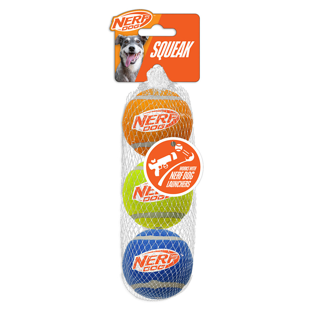 NERF DOG Hračka pro psy pískací tenisové míčky 6,5 cm 3 kusy