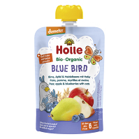 HOLLE Blue bird Bio pyré hruška jablko borůvky vločky 6m+ 100 g