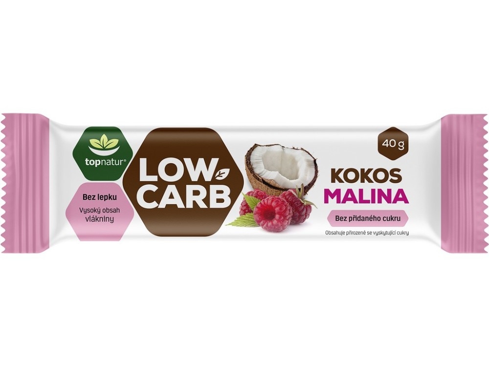 E-shop TOPNATUR Tyčinka Low carb kokos malina 40 g