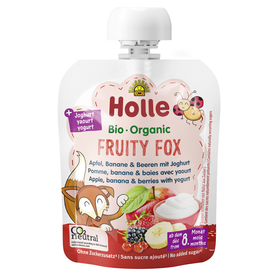 E-shop HOLLE Bio fruity fox dětské ovocné pyré s jogurtem 85 g