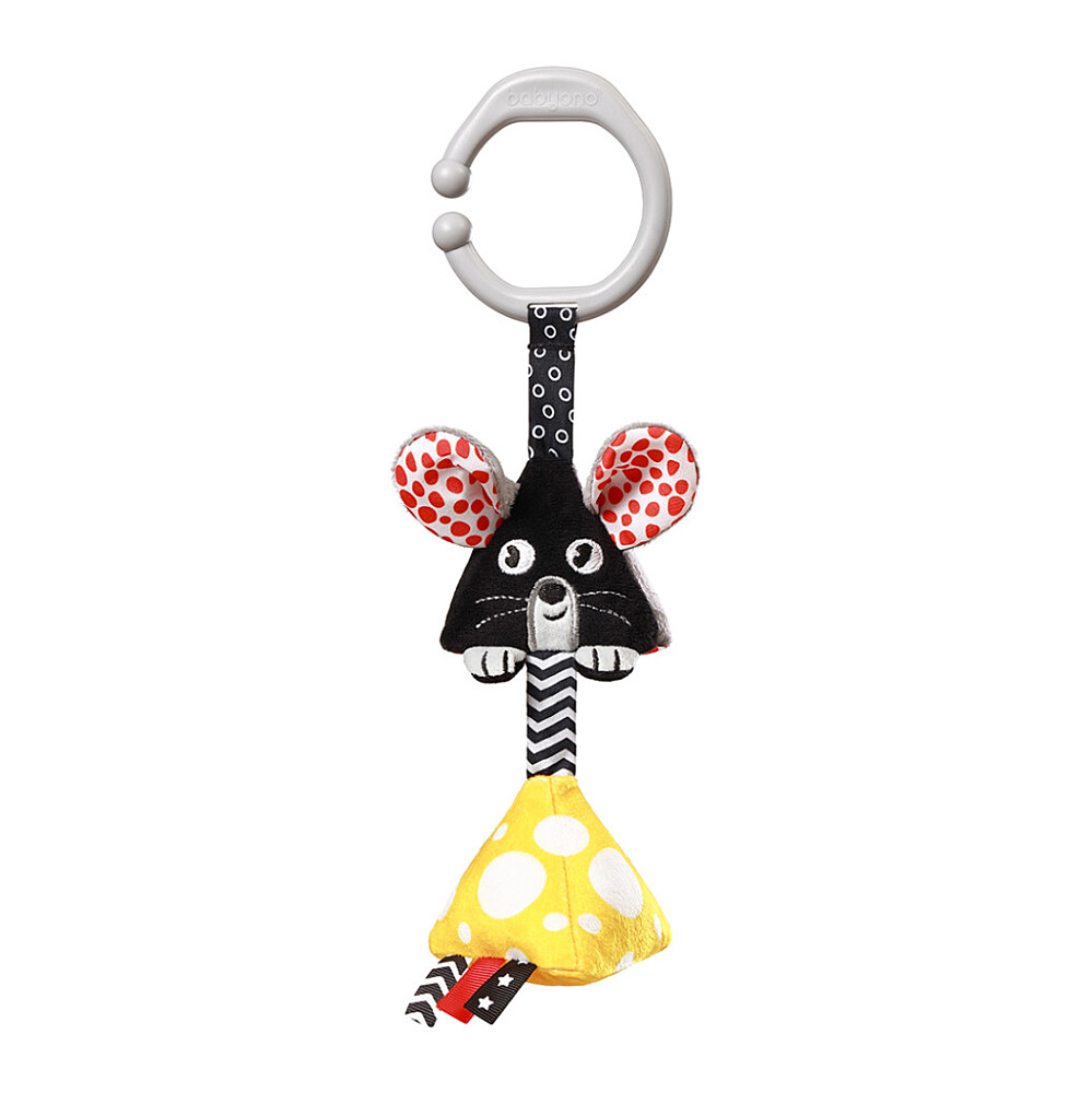 BABYONO Hračka závěsná kontrastní na C kroužku mouse