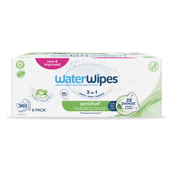 WATERWIPES Ubrousky vlhčené hydrating clean bez obsahu plastů 360 kusů (Dětské ubrousky) - Hypoalergenní