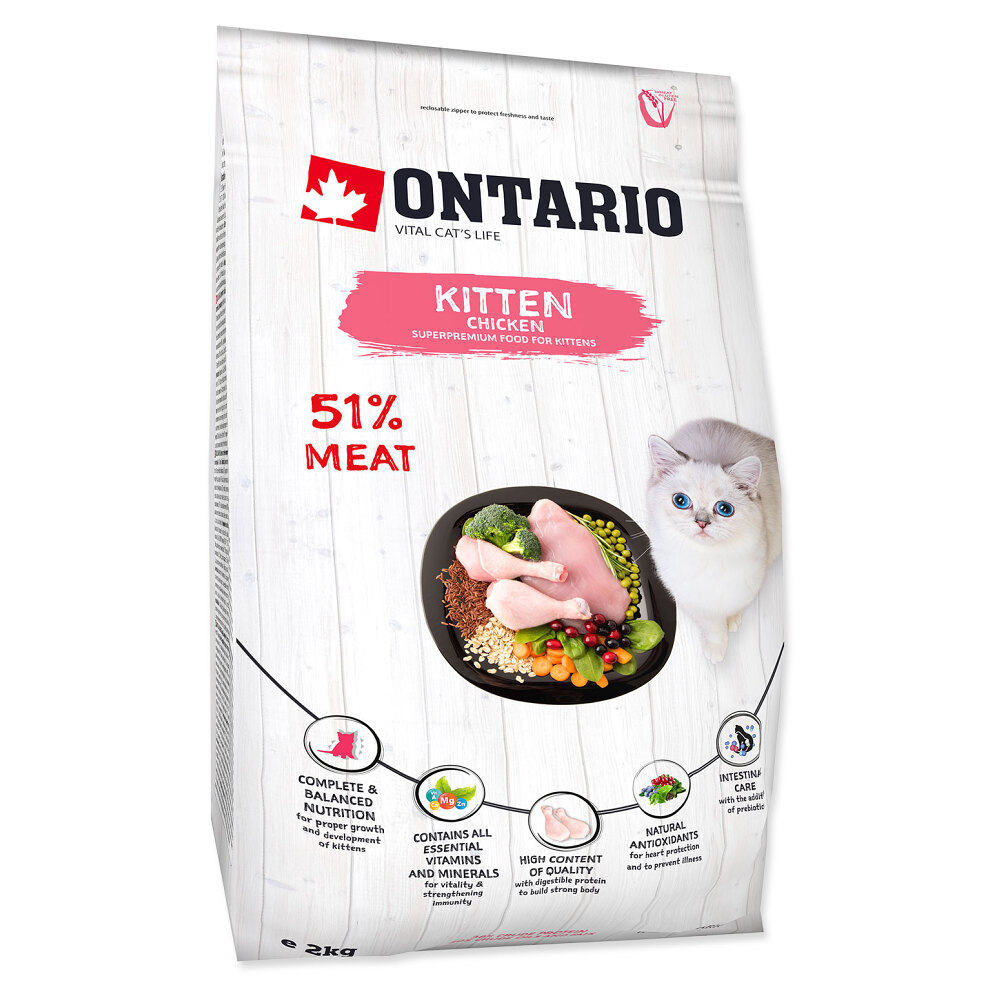 ONTARIO Kitten chicken granule pro kočky 1 ks, Hmotnost balení (g): 2 kg