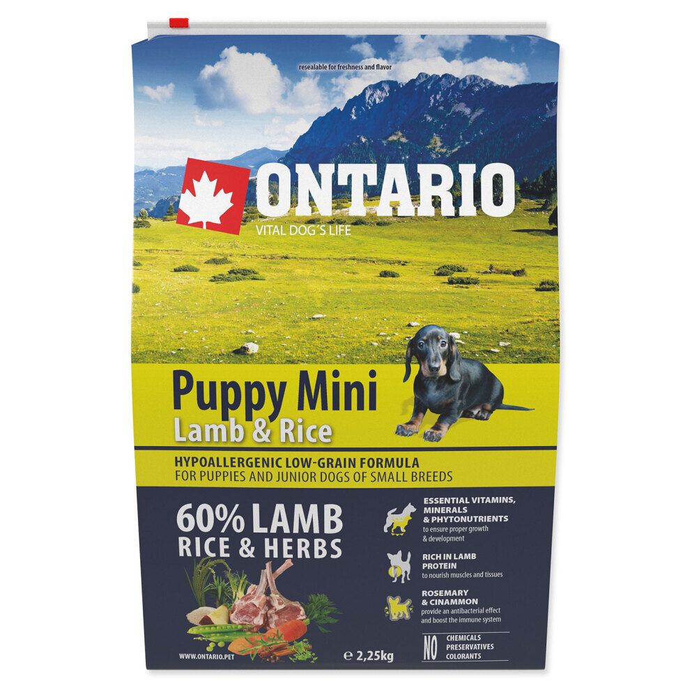 E-shop ONTARIO Puppy Mini lamb & rice granule pro psy 1 ks, Hmotnost balení (g): 2,25 kg