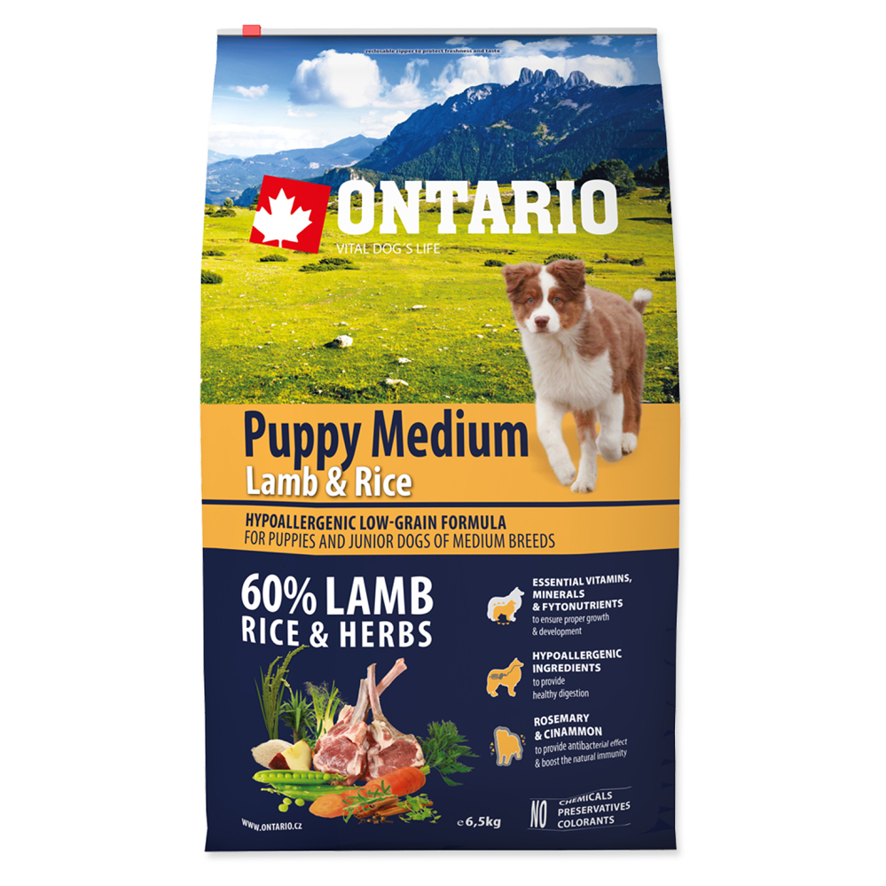 E-shop ONTARIO Puppy Medium Lamb & Rice granule pro štěňata 1 ks, Hmotnost balení (g): 6,5 kg