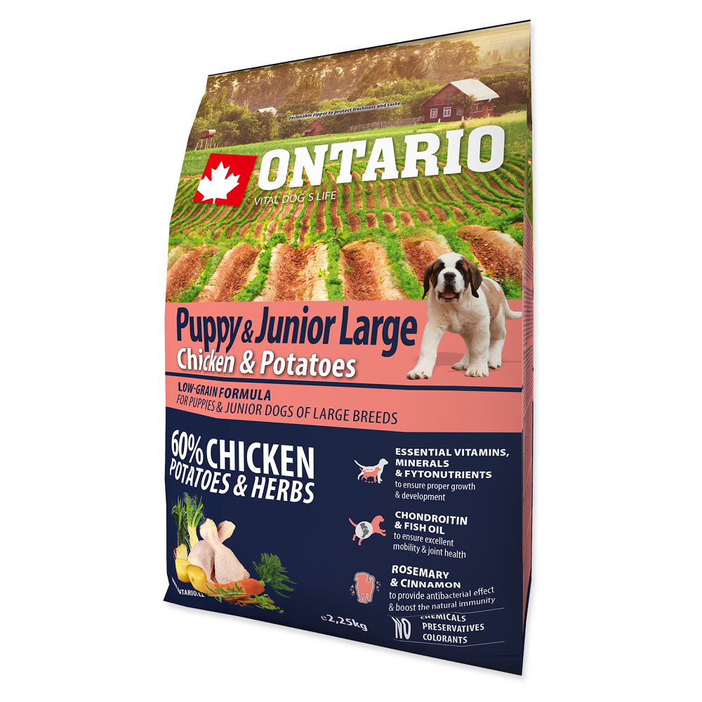 E-shop ONTARIO Puppy & Junior large chicken & potatoes pro štěňata 2,25 kg