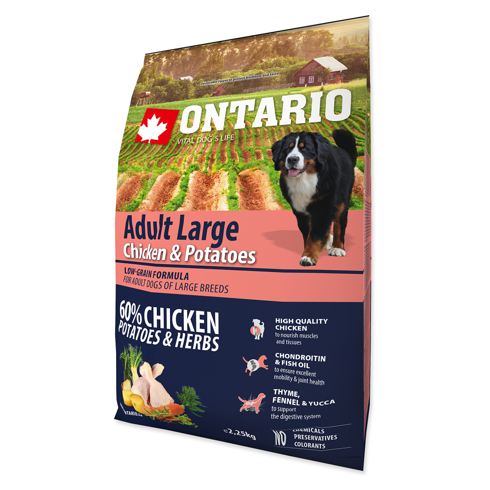 E-shop ONTARIO Dog Adult Large Chicken & Potatoes granule pro psy 2,25 kg