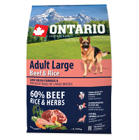 ONTARIO Dog Adult large beef & rice granule pro psy 2,25 kg