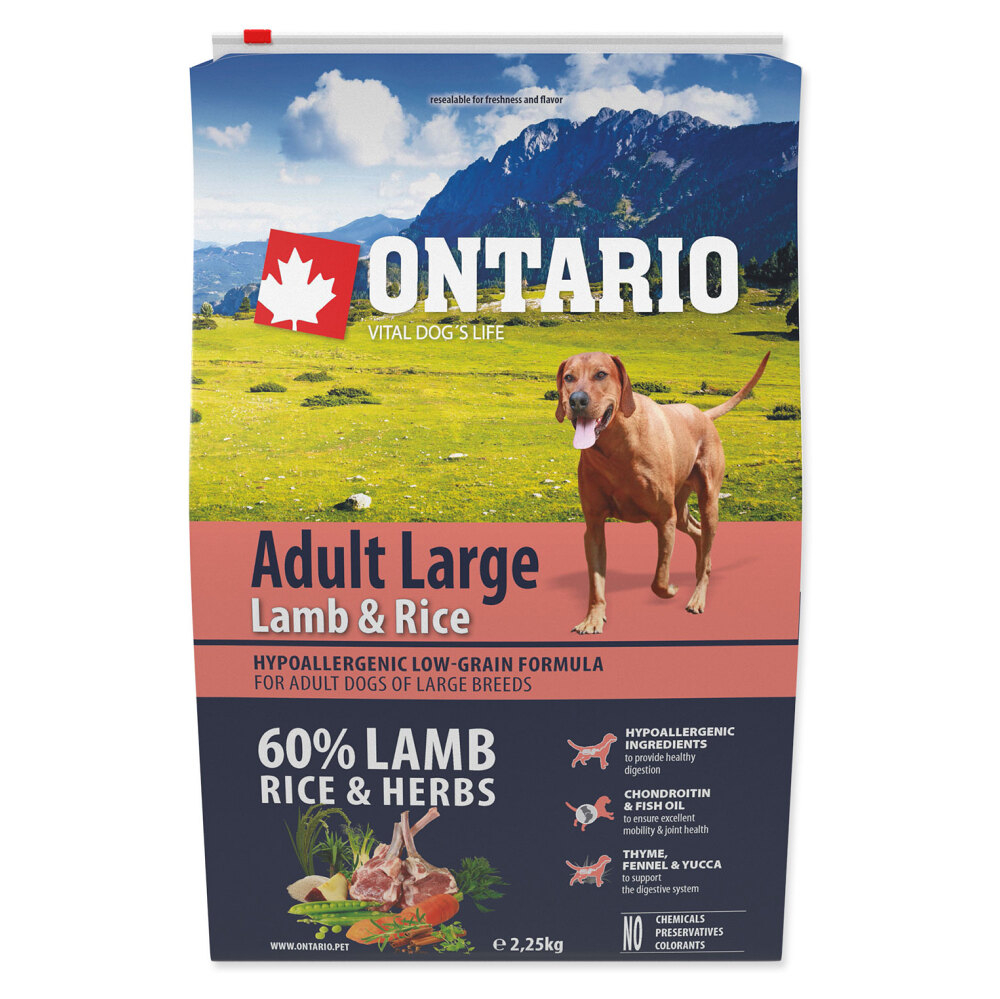 E-shop ONTARIO Dog Adult large lamb & rice granule pro psy 2.25 kg