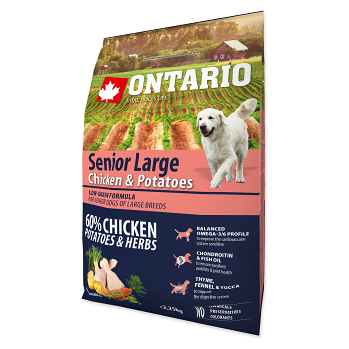 ONTARIO Senior Large chicken & potatoes & herbs granule pro psy 2,25 kg