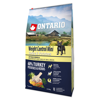 ONTARIO Dog Mini Weight control turkey & potatoes granule pro psy 1 ks, Hmotnost balení (g): 6,5 kg