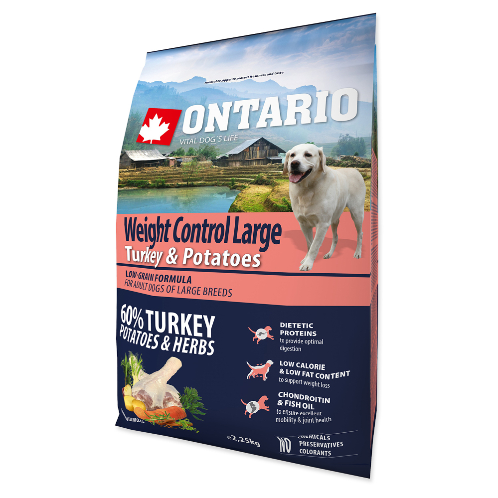 E-shop ONTARIO Dog Large Weight control turkey & potatoes granule pro psy 2,25 kg