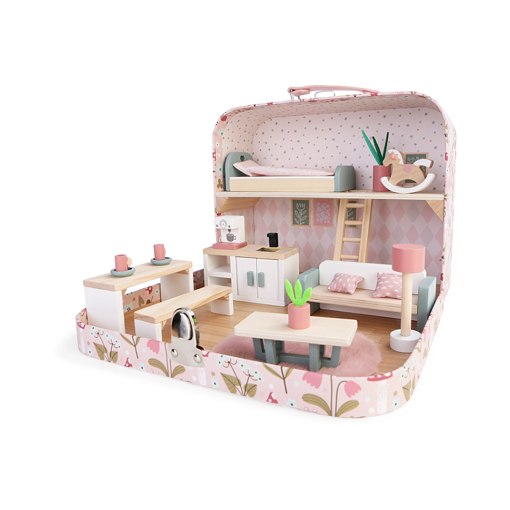 2KIDS TOYS Domeček pro panenky v kufříku kuchyně 22 kusů