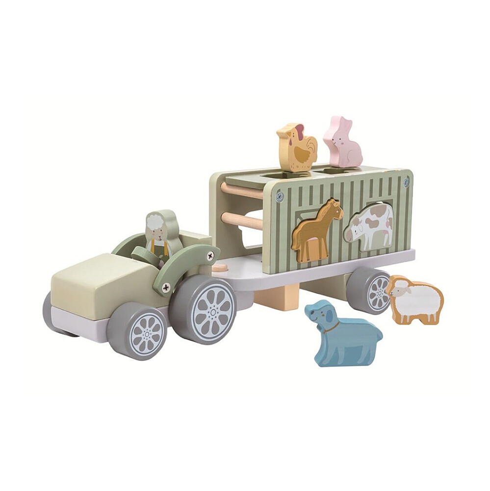 2KIDS TOYS Dřevěné auto se zvířátky 10 kusů
