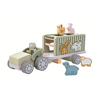 2KIDS TOYS Dřevěné auto se zvířátky 10 kusů