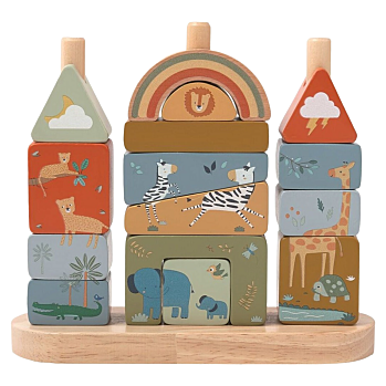 2KIDS TOYS Nasazování kostek safari (Dřevěné hračky)