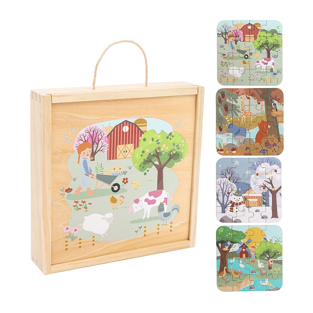 2KIDS TOYS Puzzle v dřevěné krabici čtyři roční období
