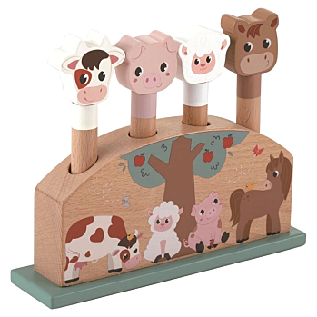 2KIDS TOYS Vystřelovací zvířátka farma (Dřevěné hračky)