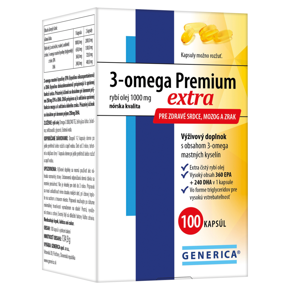 E-shop GENERICA Omega 3 premium extra 100 kapslí
