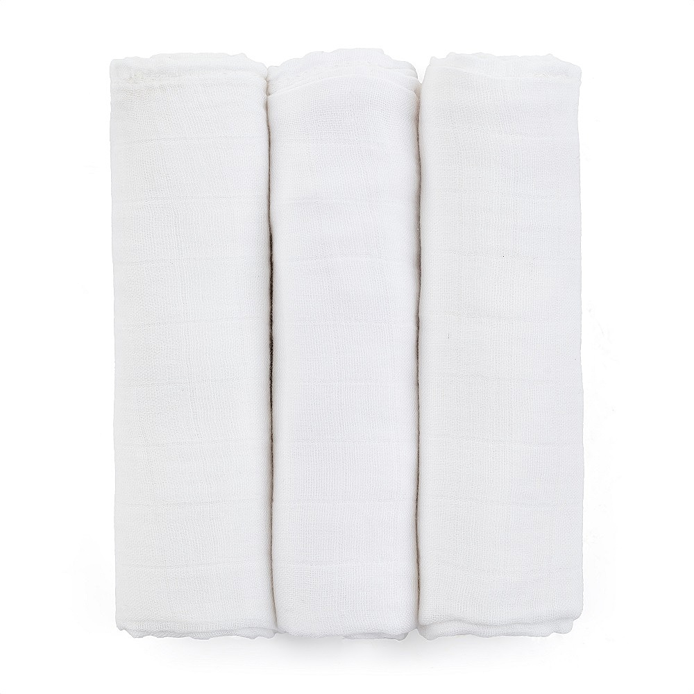 Petite&Mars Sada plen bambusová mušelínová Moussy 68 x 68 cm 3 ks Total White