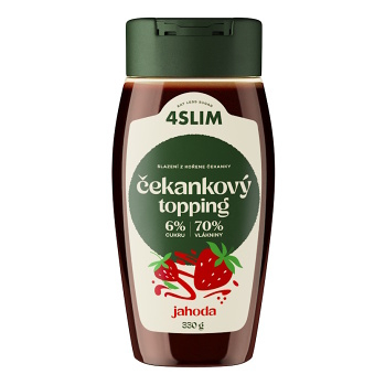 4SLIM Čekankový topping jahoda 330 g (Tekutá sladidla) - Nízkosacharidové (Low Carb)