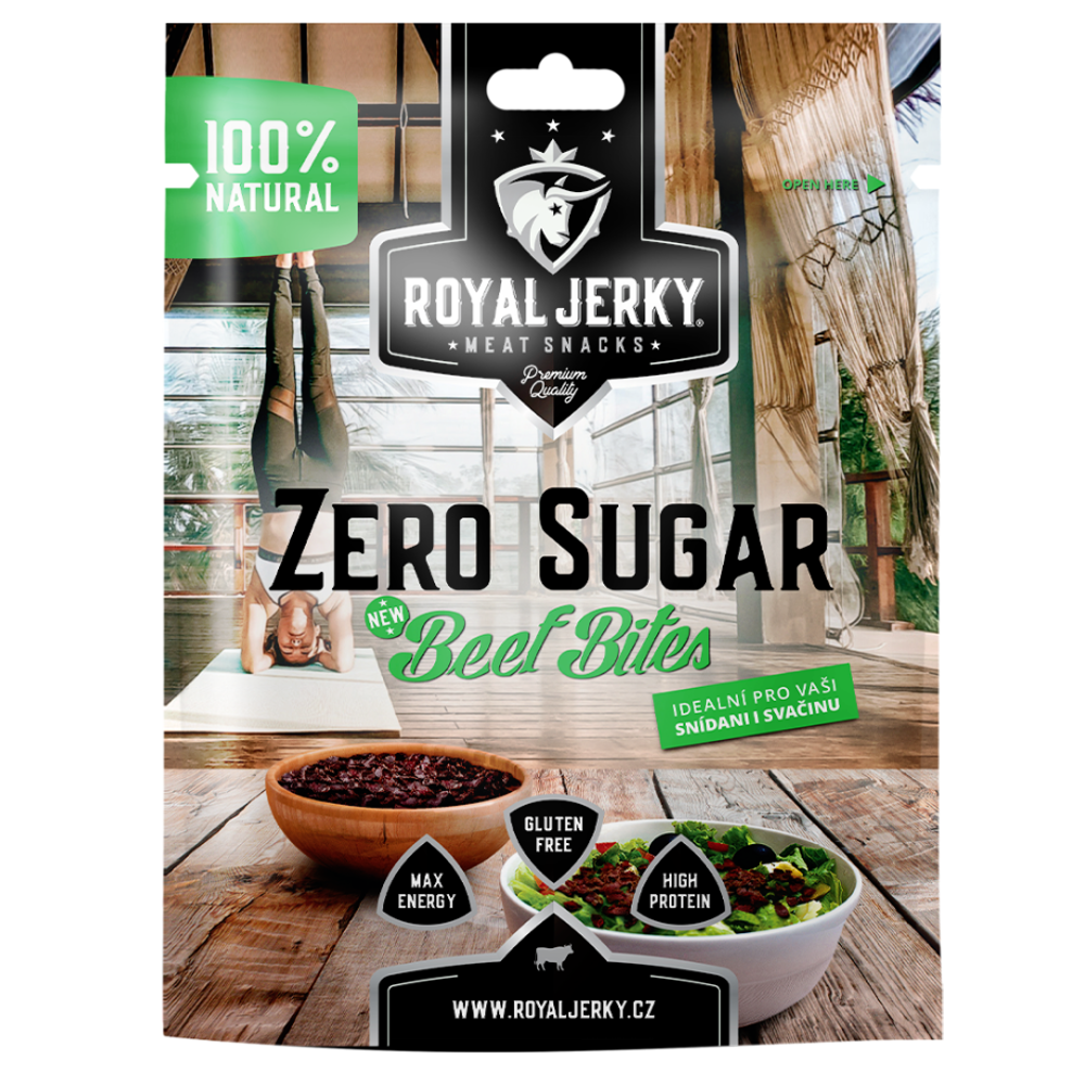 ROYAL JERKY Zero sugar beef bites hovězí sušené kousky bez cukru 50 g