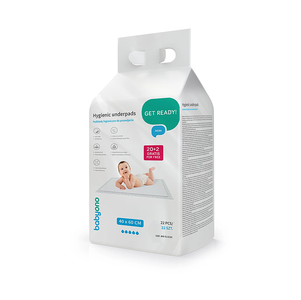 BABYONO Podložky přebalovací pod dítě 40 x 60 cm 20 + 2 kusů ZDARMA