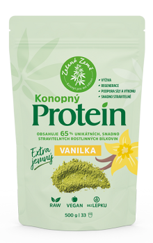 ZELENÁ ZEMĚ Konopný protein extra jemný s vanilkou 500 g (Do 65 % bílkovin)