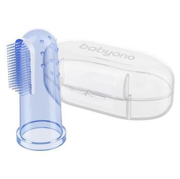 BABYONO Kartáček zubní na prst s pouzdrem modrý od 0+m 1 kus (Pomůcky na čištění prvních zoubků) - Manuální