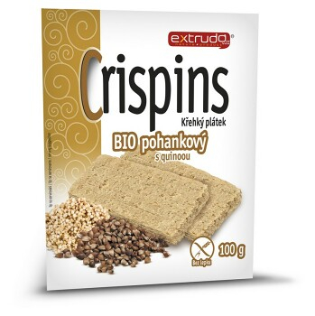 EXTRUDO Cereální křehký chléb Crispins BIO pohankový s quinoou bez lepku 2x50 g (Křehké chlebíčky a pufované výrobky) - Slané, BIO, Nízkosacharidové (Low Carb)