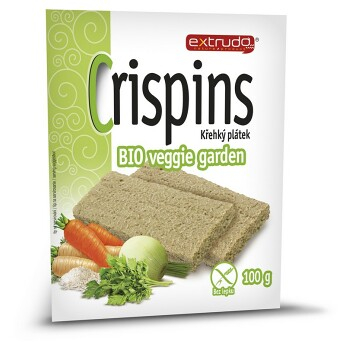 EXTRUDO Cereální křehký chléb Crispins BIO Veggie garden bez lepku 2x50 g