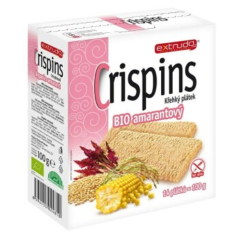 EXTRUDO BIO Crispins Amarantový plátek 100 g (Křehké chlebíčky a pufované výrobky) - BIO, Nízkosacharidové (Low Carb), Slané