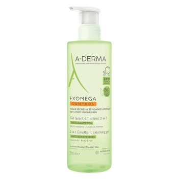 A-DERMA Exomega Control Zvláčňující mycí gel 2v1 500 ml (Dermokosmetika pro děti) - Dermokosmetika