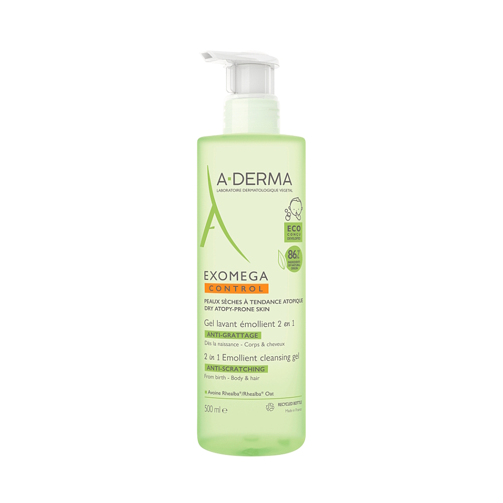 A-DERMA Exomega Control Zvláčňující mycí gel 2v1 500 ml
