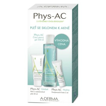 A-DERMA Phys-AC Čisticí gel 200 ml + Global 40 ml + Hydra 5 ml