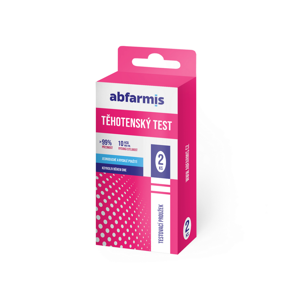 E-shop ABFARMIS Těhotenský test, testovací proužky 10 mIU/ml 2 ks