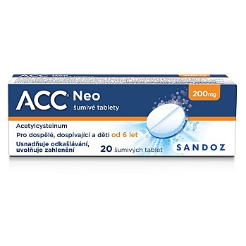 ACC 200 NEO 20x200 mg šumivých tablet (Na vlhký kašel) - Jednosložkové