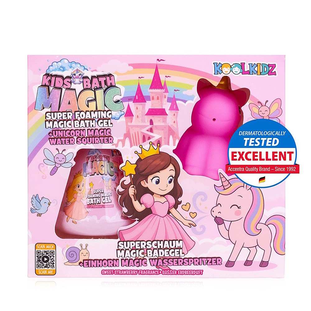ACCENTRA Sada na koupání koolkidz jednorožec a pěnivý gel jahoda 60 ml