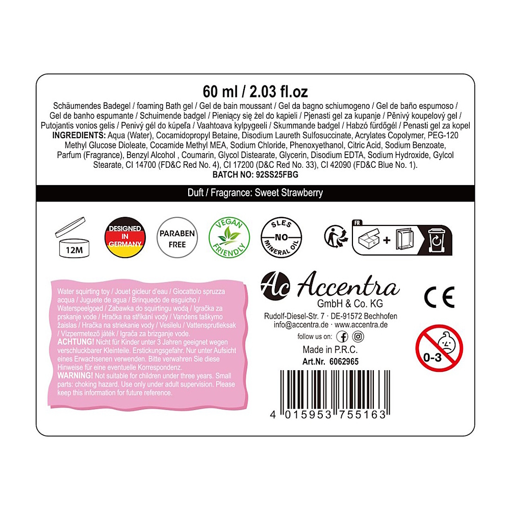 ACCENTRA Sada na koupání koolkidz jednorožec a pěnivý gel jahoda 60 ml