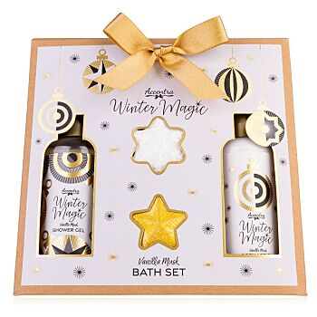ACCENTRA Koupelový set Winter Magic s fizzery Dárkové balení 4 kusy (Kosmetické balíčky) - Čistící, Hydratační