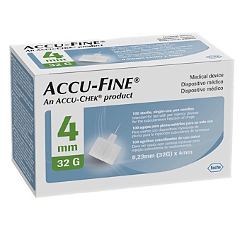 ACCU-FINE Jehly do inzulínového pera 32 G x 4 mm 100 kusů (Inzulinové jehly)