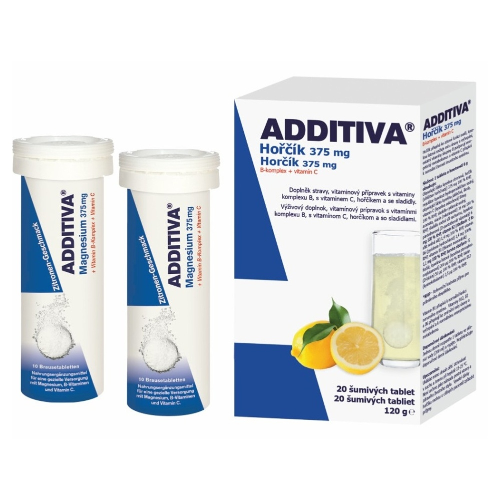 E-shop ADDITIVA Magnesium 375 mg + B-komplex + vitamín C 20 šumivých tablet