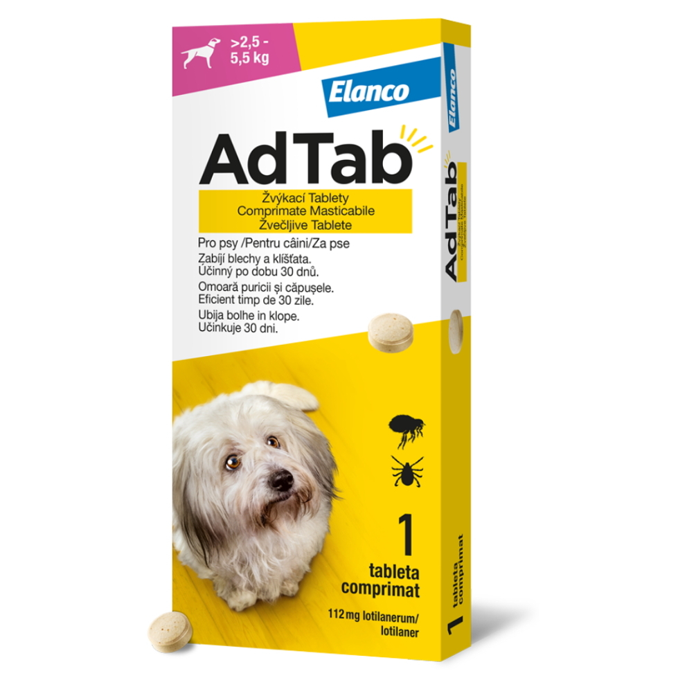ADTAB 112 mg žvýkací tableta pro psy (2,5–5,5 kg) 1 kus